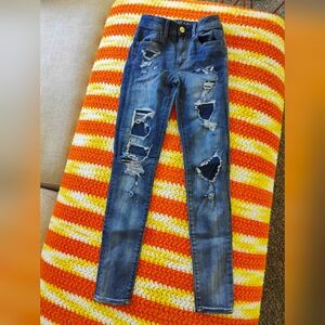 Aerie Ripped Blue Skinny Jeans